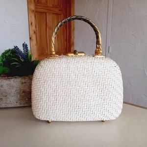 KORET white wicker handbag, 1950's, excellent condition!